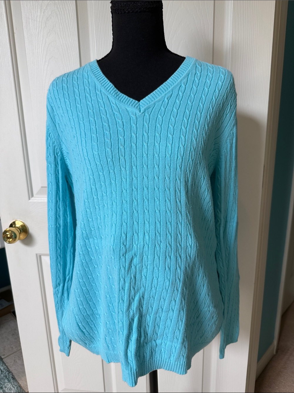 Classic V-Neck Cable Knit Maternity Sweater